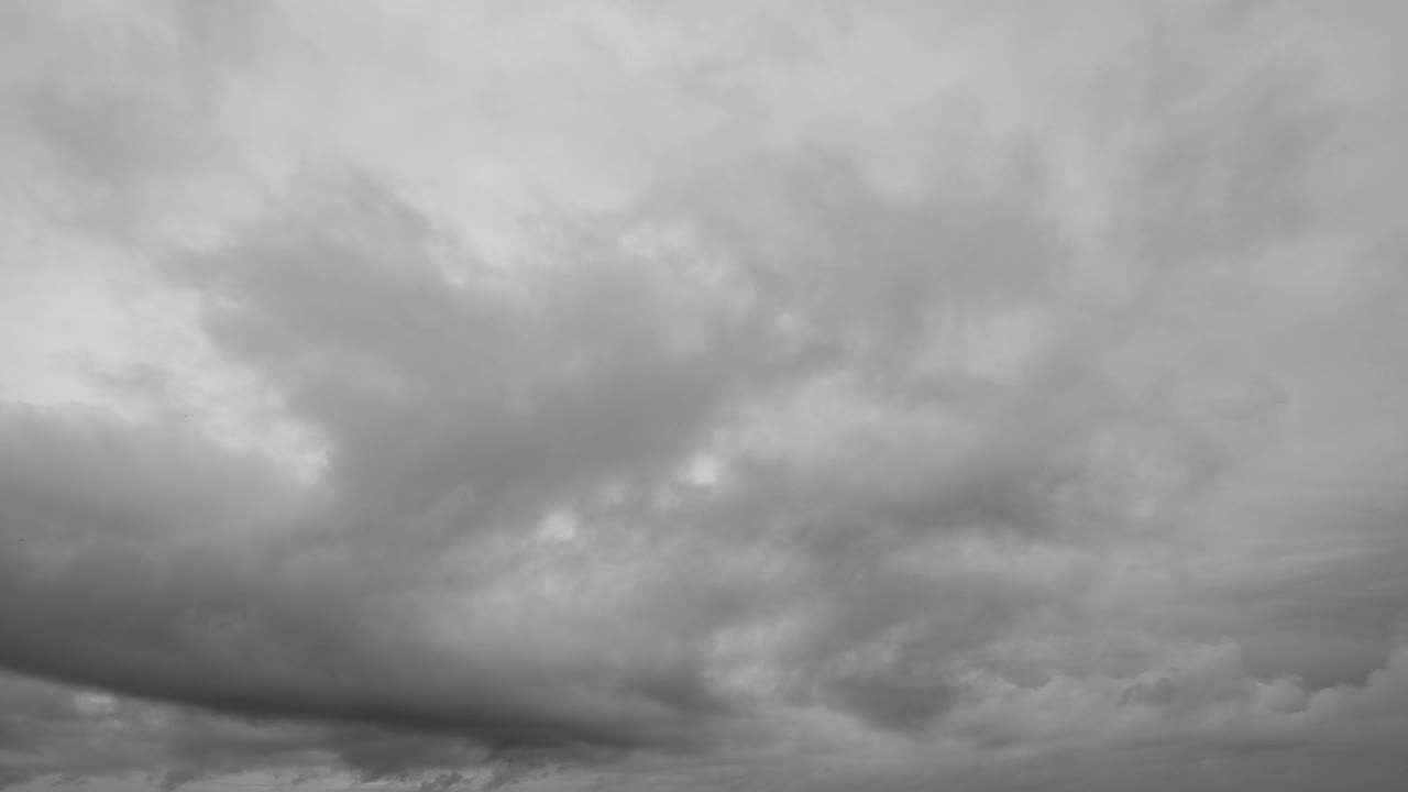 时间流逝，乌云密布，天空雷雨交加。抽象自然景观背景。视频素材