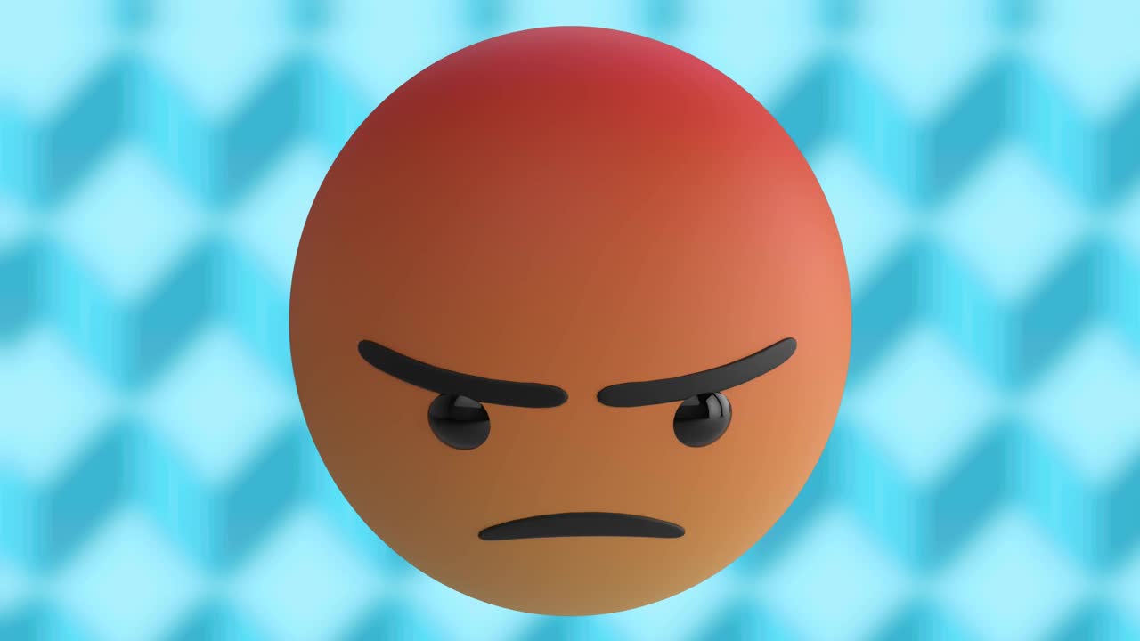 蓝色背景上愤怒表情的动画视频下载