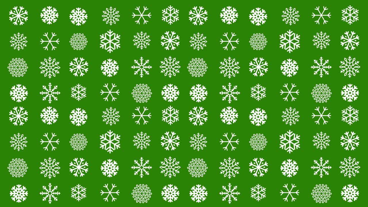 4K圣诞-雪花动画-绿色背景|循环视频素材