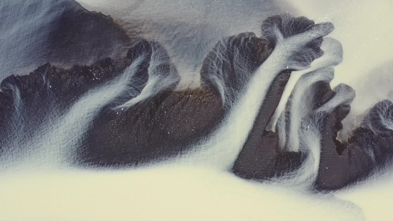 冰岛辫状河上空的无人机视频视频素材