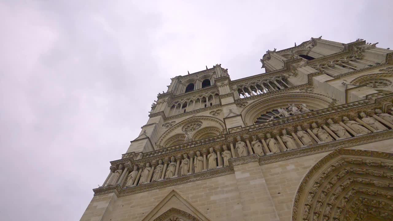巴黎圣母院，慢动作180帧/秒视频素材