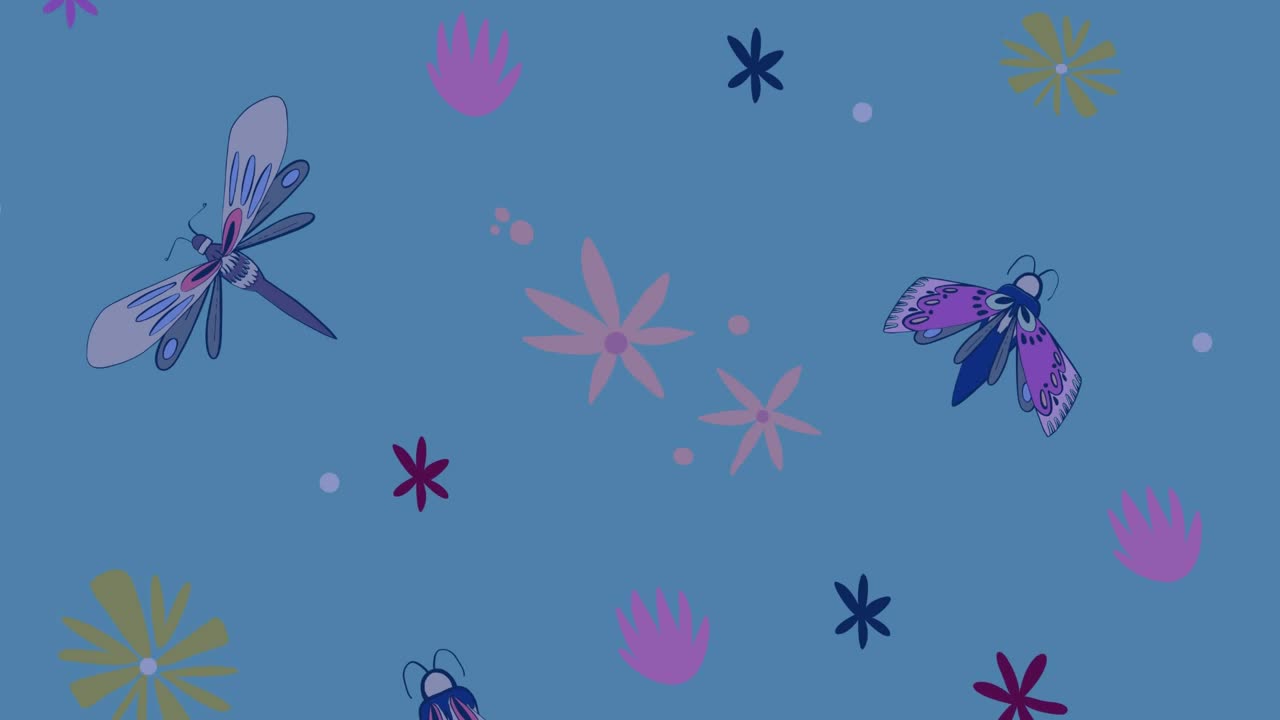 动画安全锁处理网络与昆虫和叶子在蓝色背景视频素材