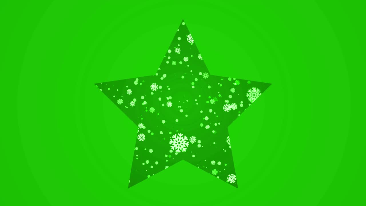 4K雪花之星-圣诞动画-绿色背景视频素材