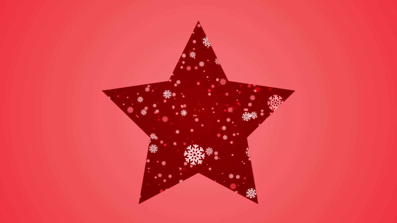4K雪花之星-圣诞动画-红色背景视频素材