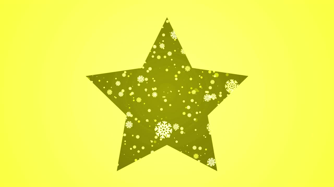 4K雪花之星-圣诞动画-黄色背景视频素材