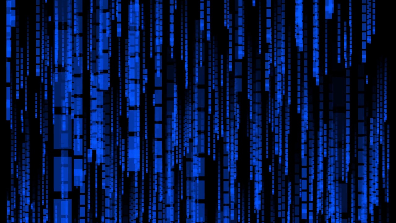 黑色背景上的矩阵蓝色条视频素材