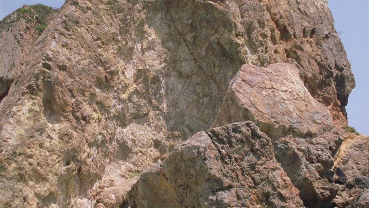 鸽子或鸟从岩石或悬崖上飞出的广角。博尔德。96 FPS。视频素材