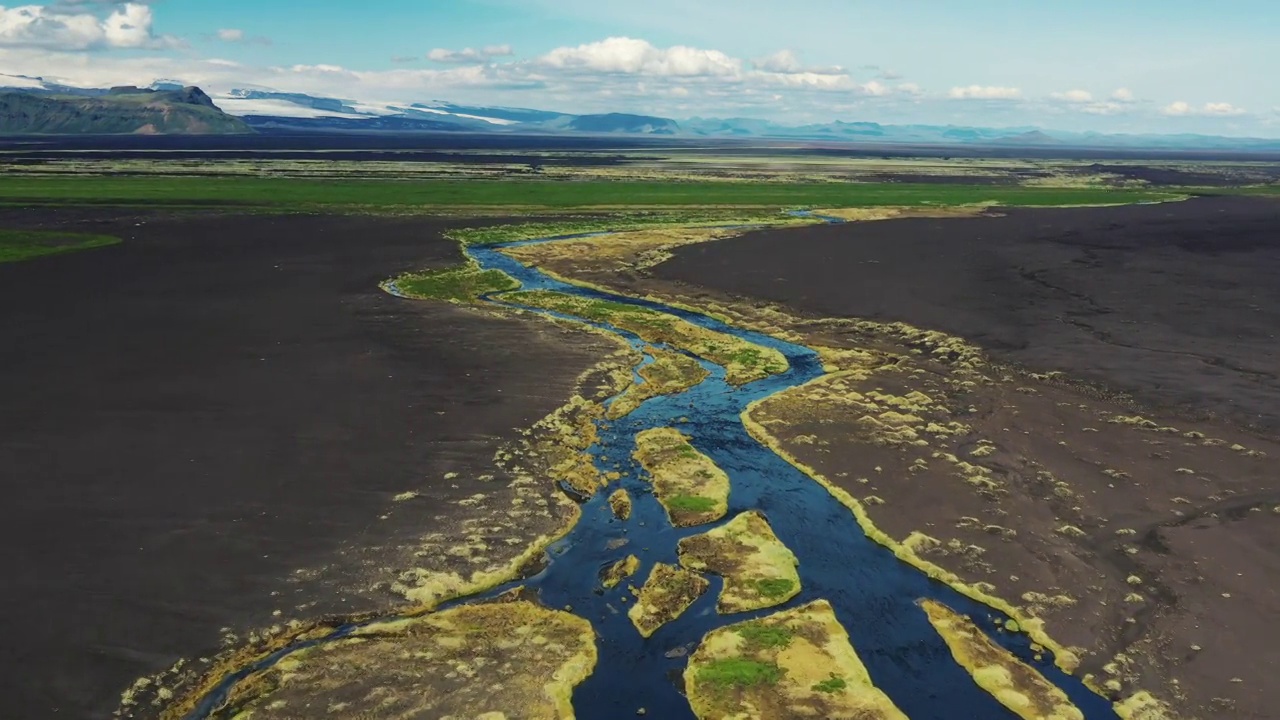 这张照片拍摄的是冰岛一条蜿蜒的河流视频素材