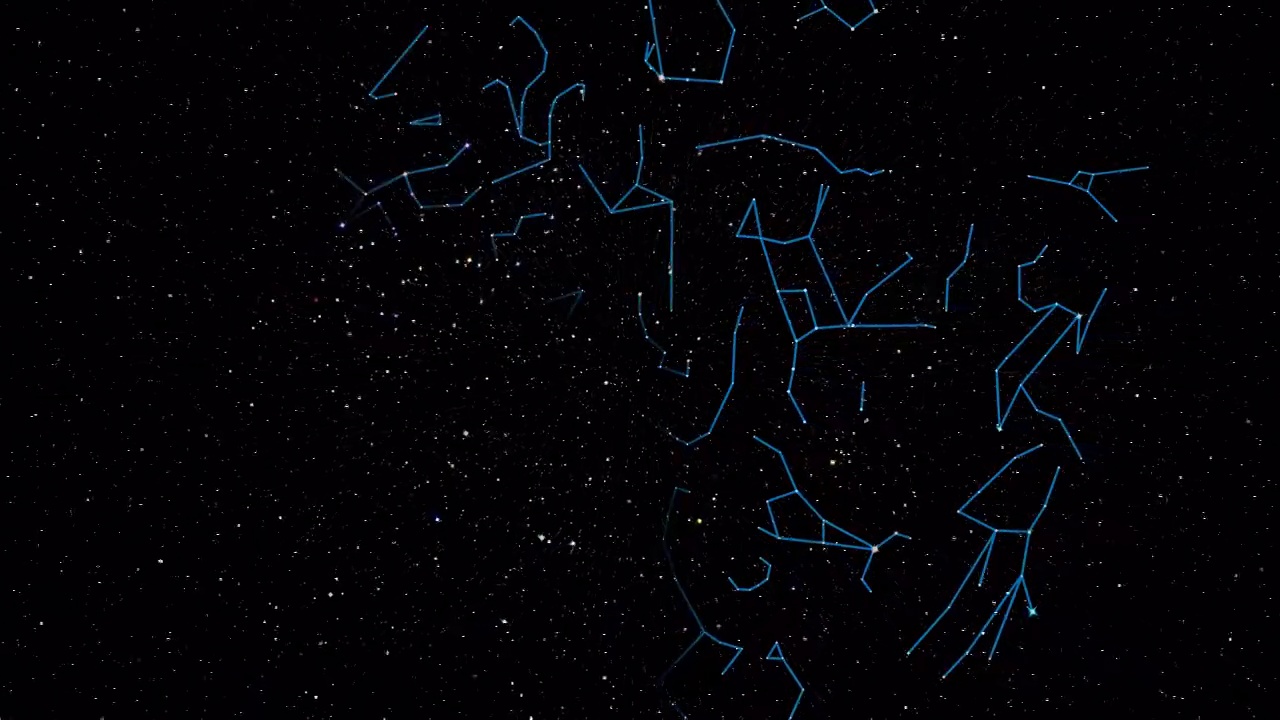改变北方天空的天球图，以旋转十二生肖。视频下载