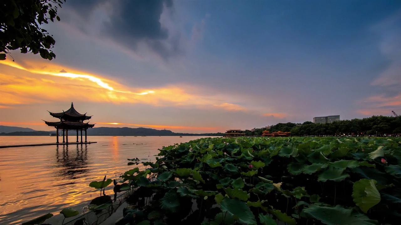 杭州西湖黃昏延時攝影視頻素材