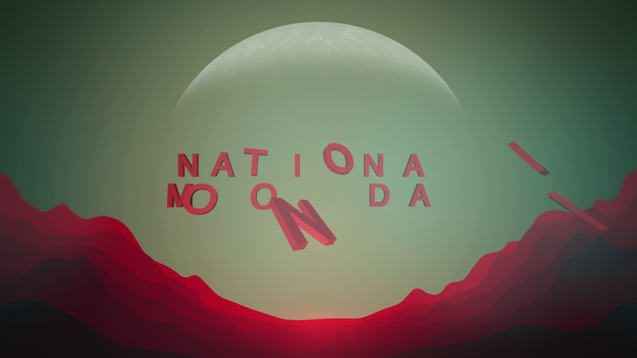 国家月亮与行星和红色的山在银河视频下载