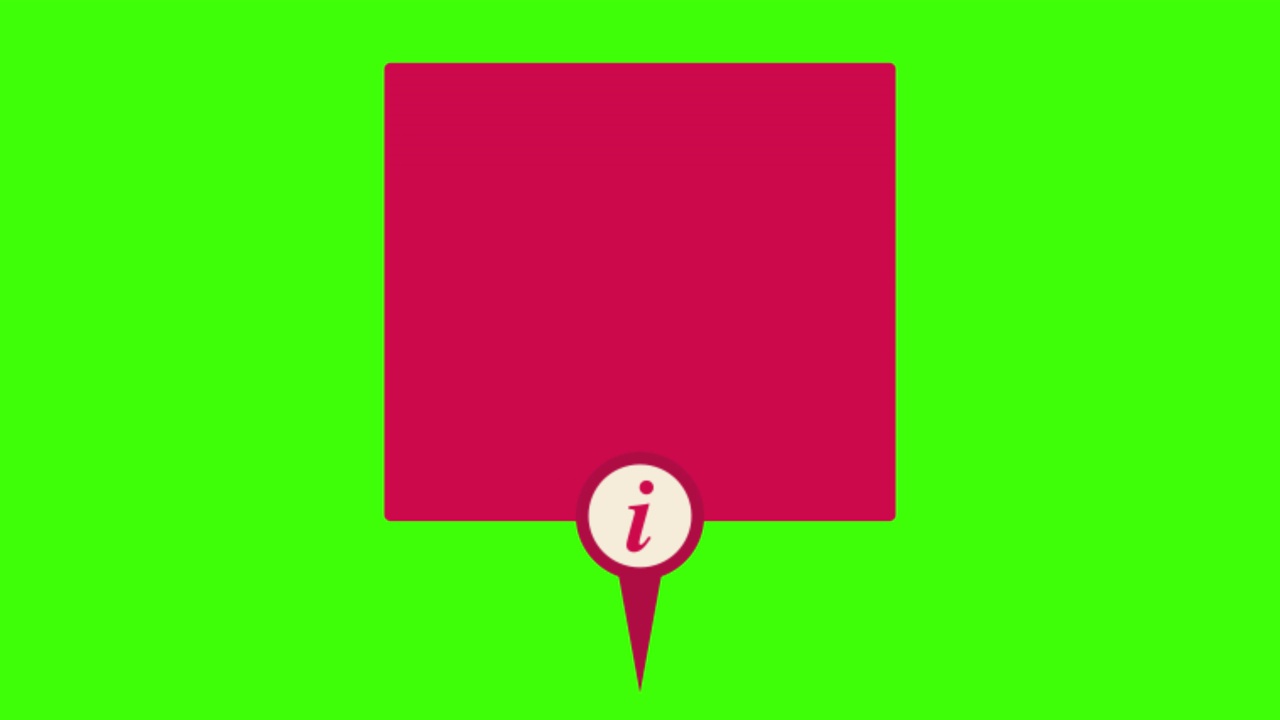 动画方形空白红色信息符号弹出在绿色屏幕上视频下载
