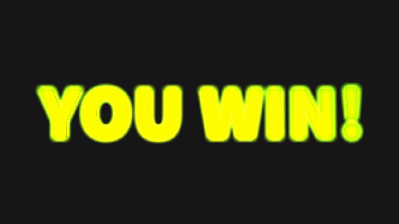 你赢了!霓虹灯动画。3 d渲染。赢得比赛或比赛的胜利。视频下载
