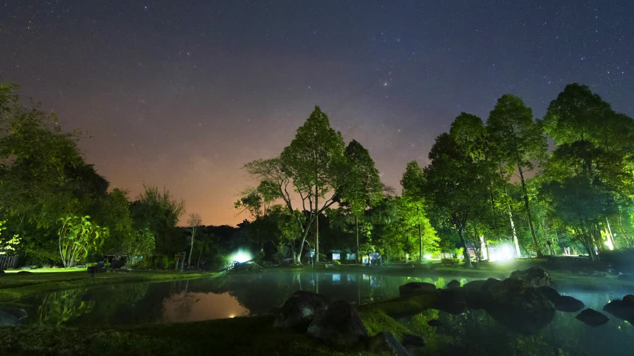 泰国南邦采山温泉的时空银河视频素材