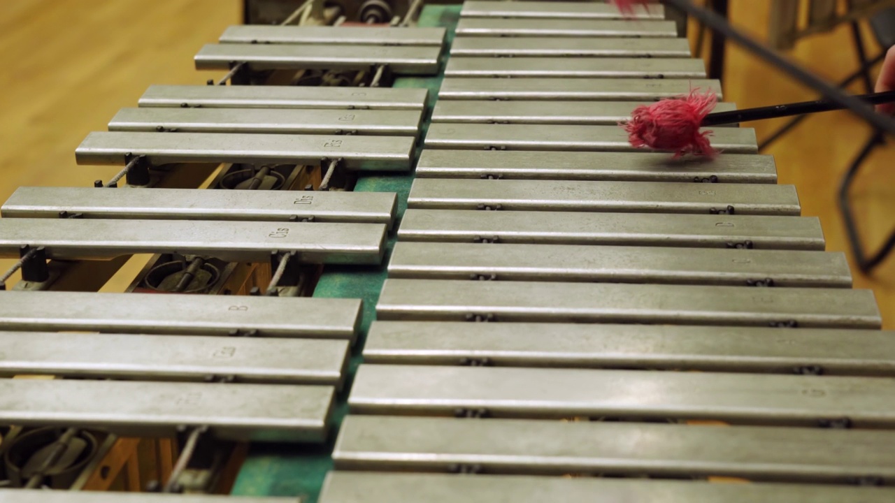 一个在音乐学校演奏电琴的年轻人视频素材
