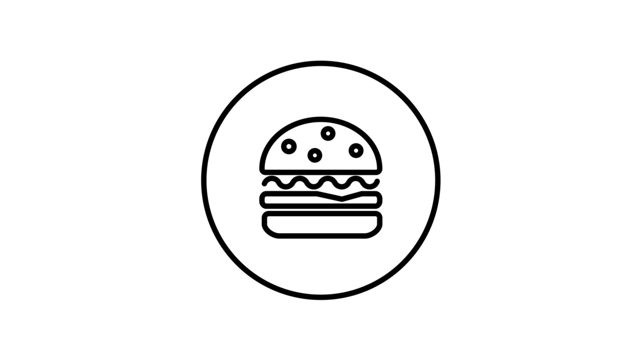汉堡线图标内圈，快餐，线图标动画。视频下载