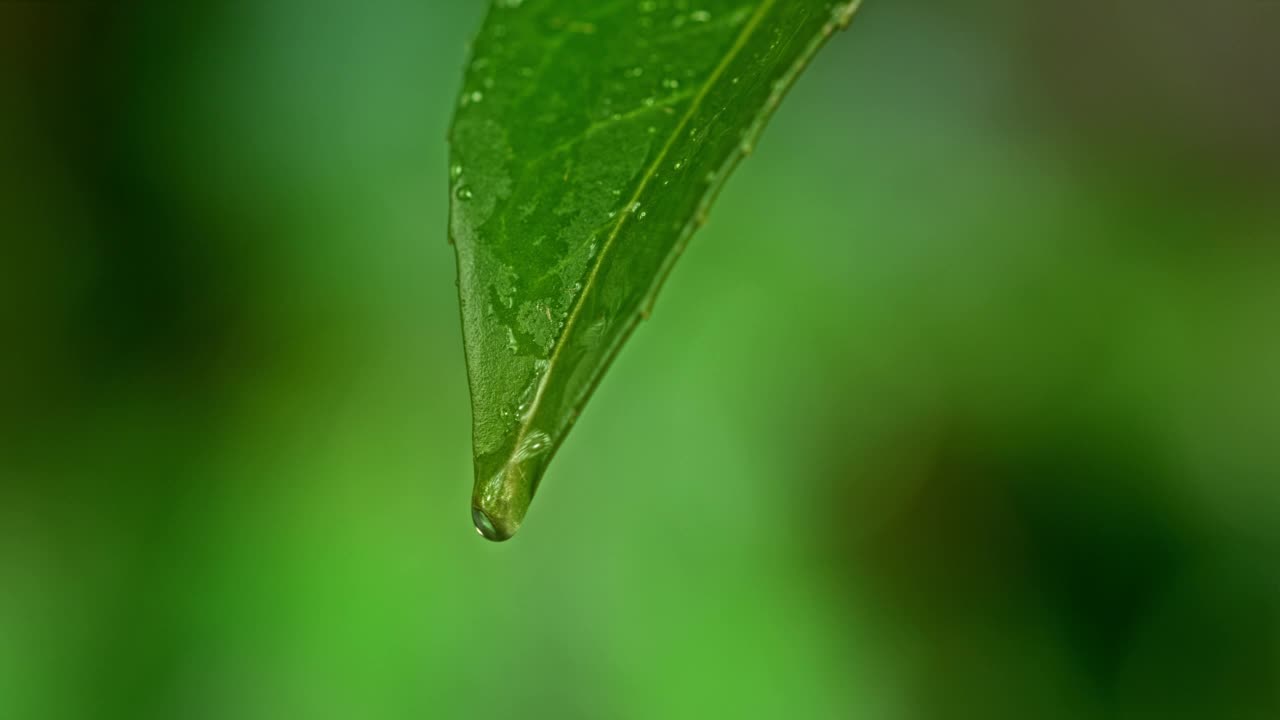 一片葉子上的一滴視頻素材