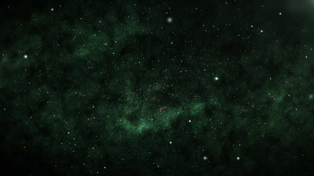 深绿色的银河和繁星闪烁的天空，在蓝色的夜晚时间流逝中，星星在黑暗无尽的空间中旋转视频素材