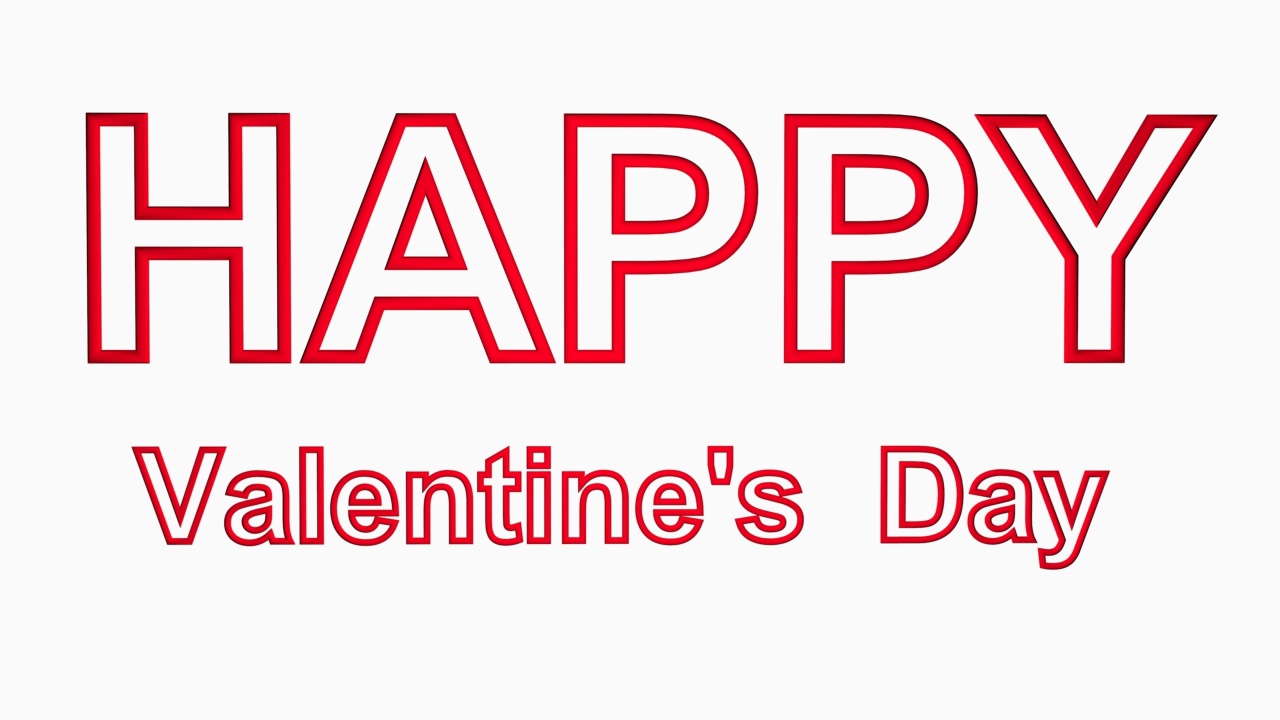 3D动画的红色字母情人节快乐，在一个白色的背景。2月14日，情人节。视频素材