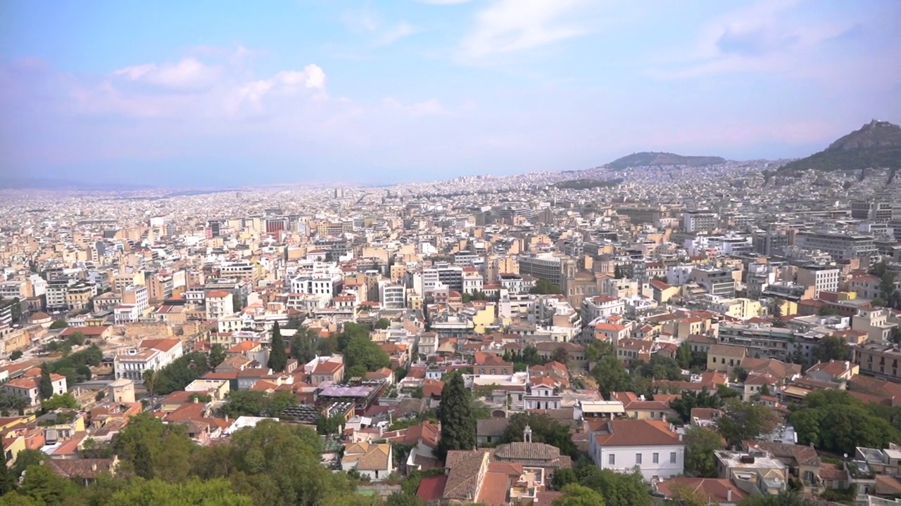 从雅典卫城俯瞰雅典的全景视频素材