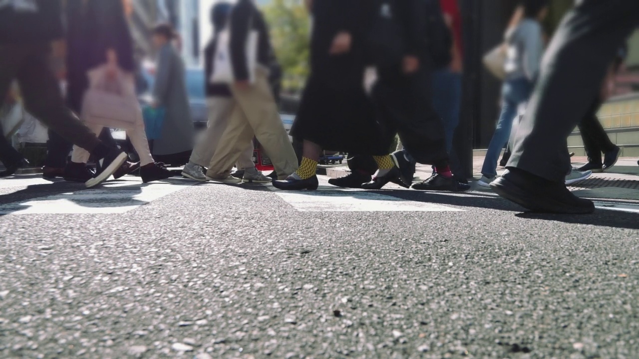 在人行横道上行走的人视频素材