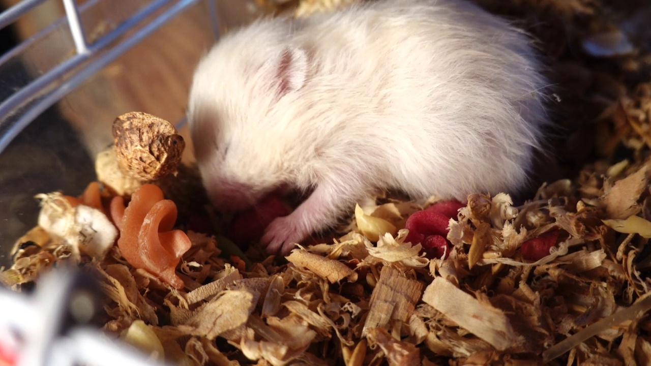 仓鼠宝宝在吃花生视频素材