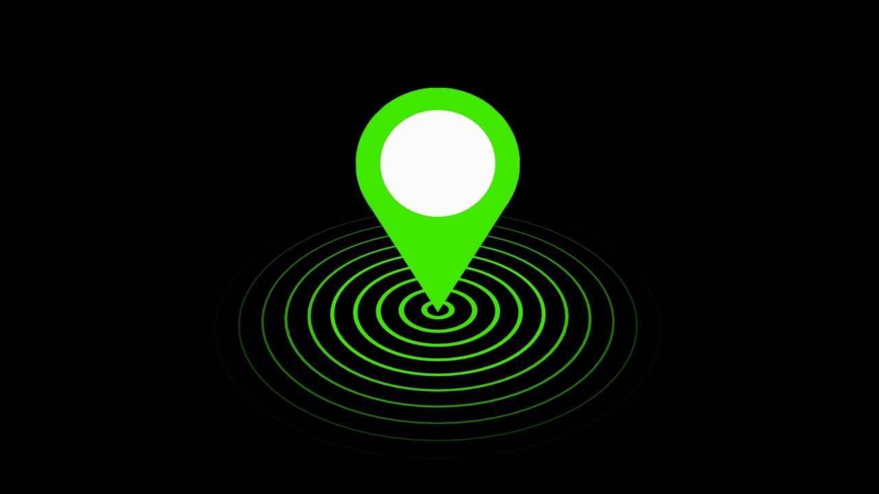 黑色背景上的绿色位置跟踪动画视频素材