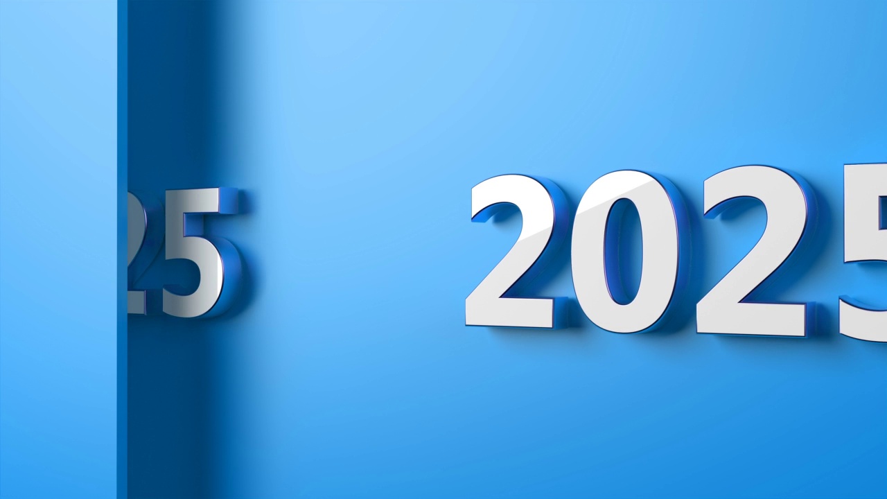 蓝色背景的2025年新年概念视频下载