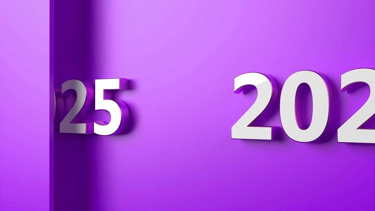 紫色背景上的2025年新年概念视频下载