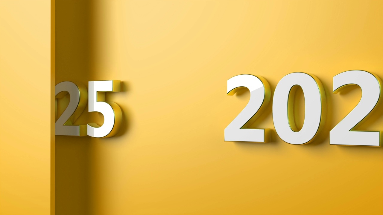 黄色背景上的2025年新年概念视频下载