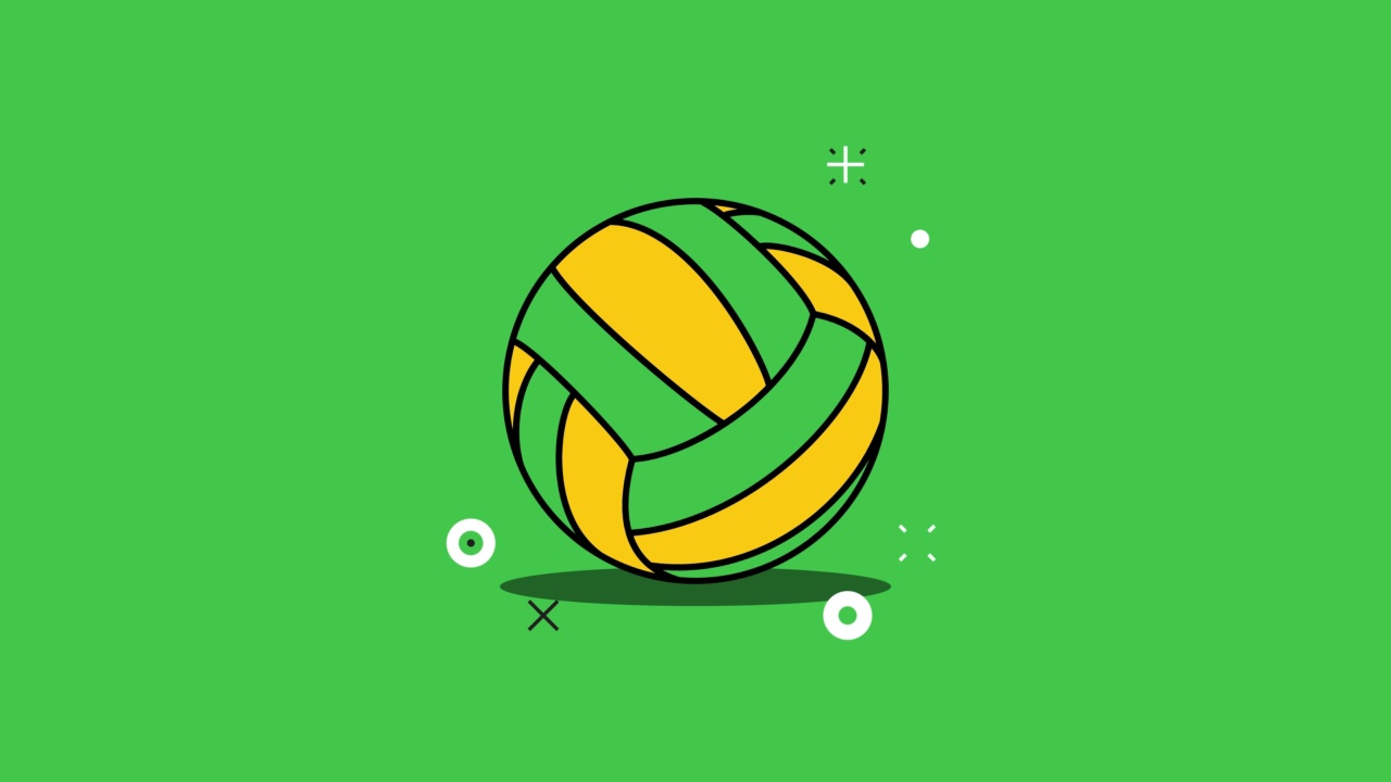 简单的动画与滚动的排球球在平面设计风格。无缝循环运动球运动图形视频素材