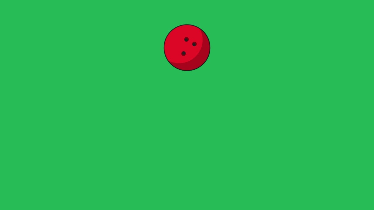 简单的动画与跳跃红色保龄球在平面设计风格。无缝循环运动球运动图形视频素材