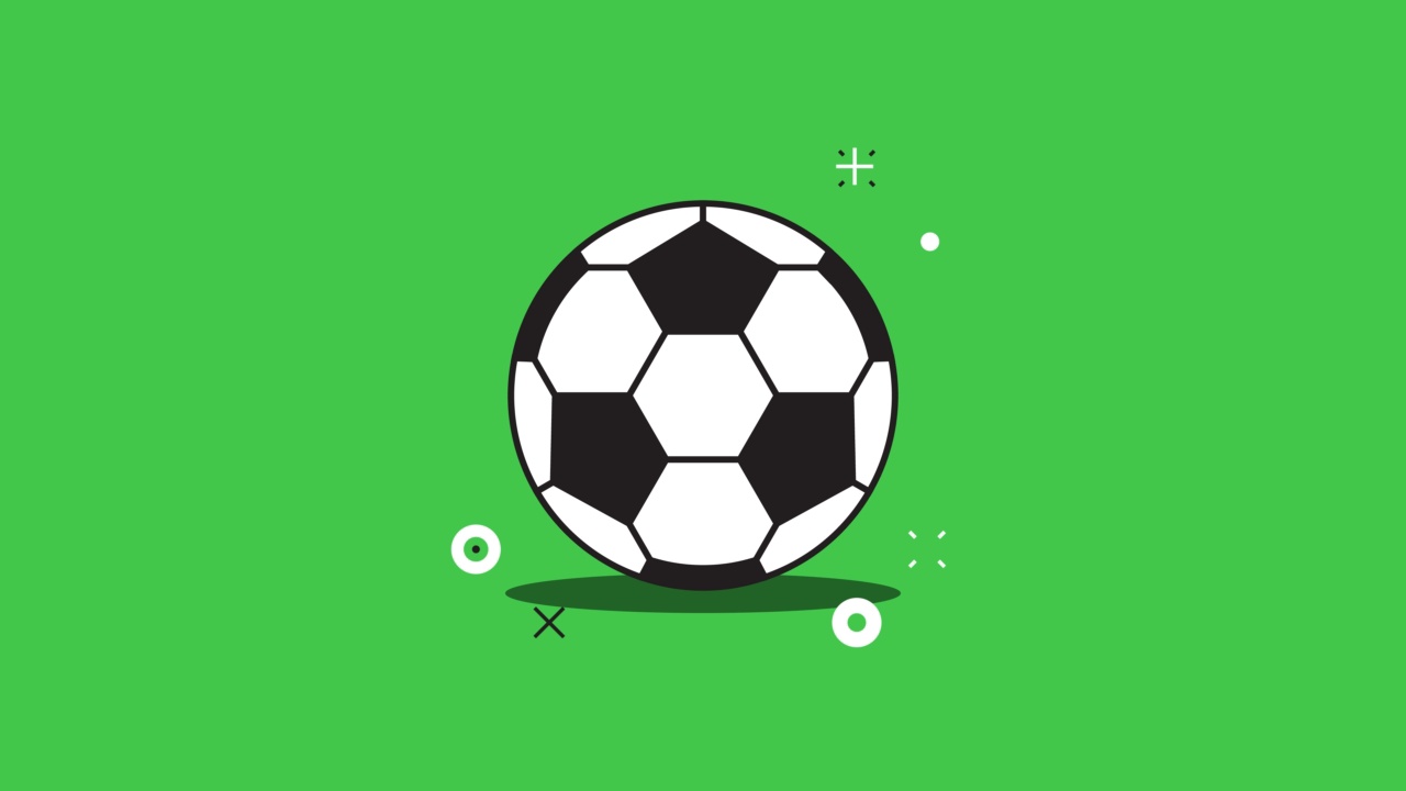 简单的动画与滚动的欧洲足球(足球)球在平面设计风格。无缝循环运动球运动图形视频下载