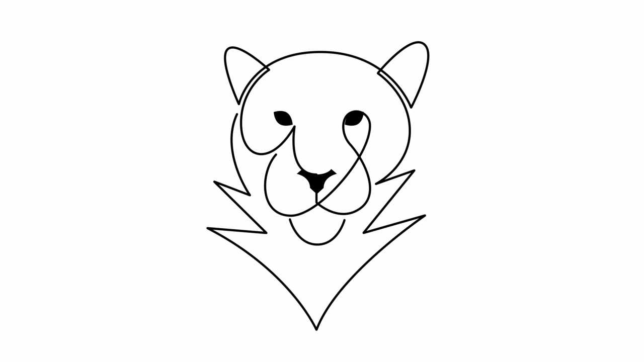 自行绘制简单的连续单线绘制非洲虎的动画。手绘，白底黑线。视频下载