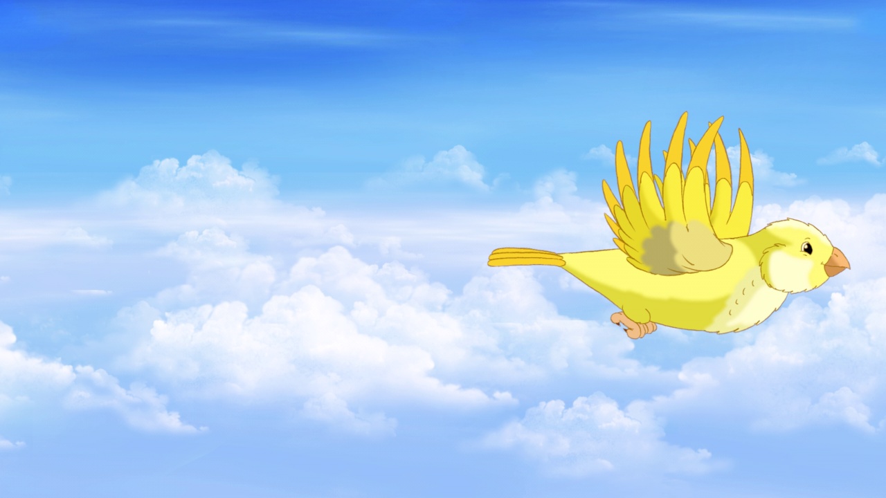 黄色的金丝雀在天空中飞翔视频下载