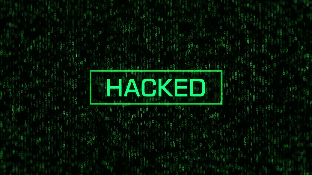 黑客的错误在计算机二进制背景。二进制代码和矩阵背景的黑客警告视频素材