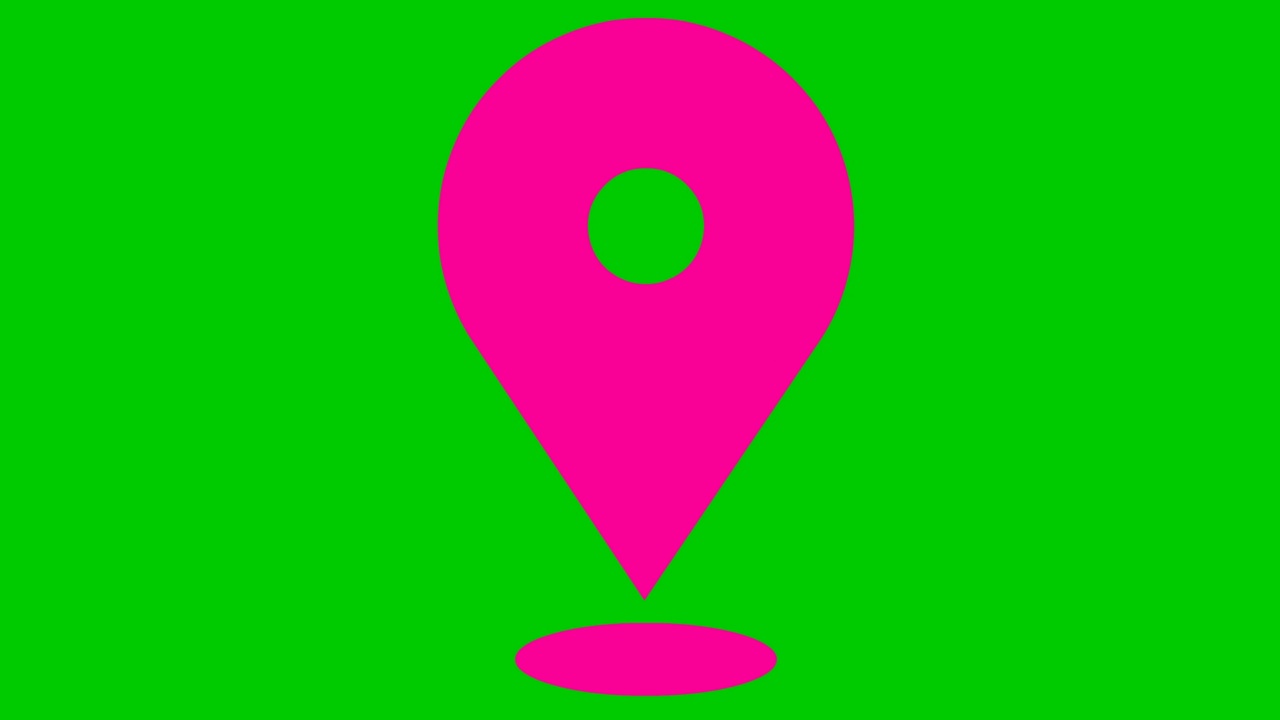 动画粉色距离标记图标。毛圈的视频。矢量平面插图孤立在绿色背景上。视频素材