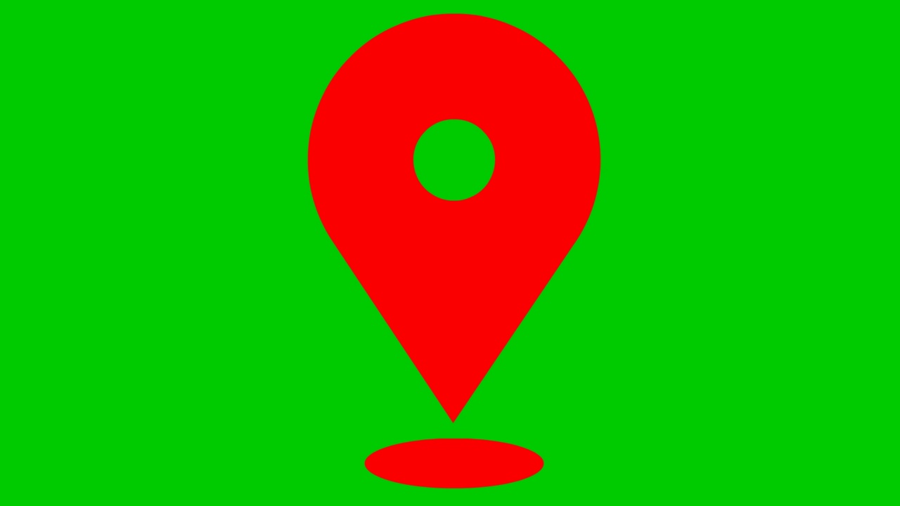 动画红色距离标记图标。毛圈的视频。矢量平面插图孤立在绿色背景上。视频素材