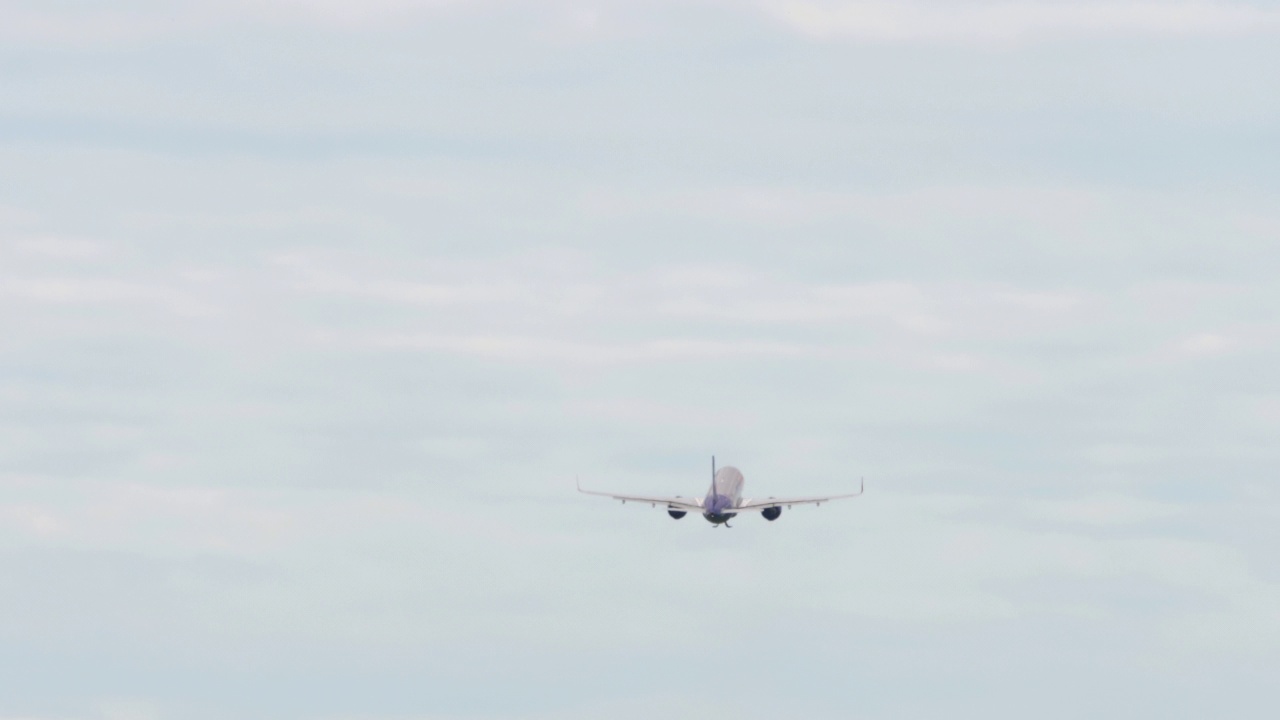 喷气式飞机正在上升，后视图视频素材