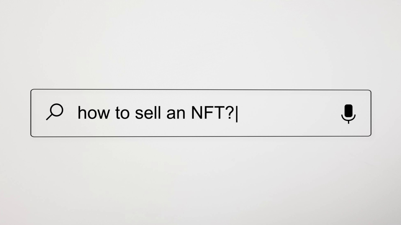 在电脑屏幕上的互联网搜索引擎网页浏览器中搜索“如何销售NFT ?”4K分辨率。视频素材