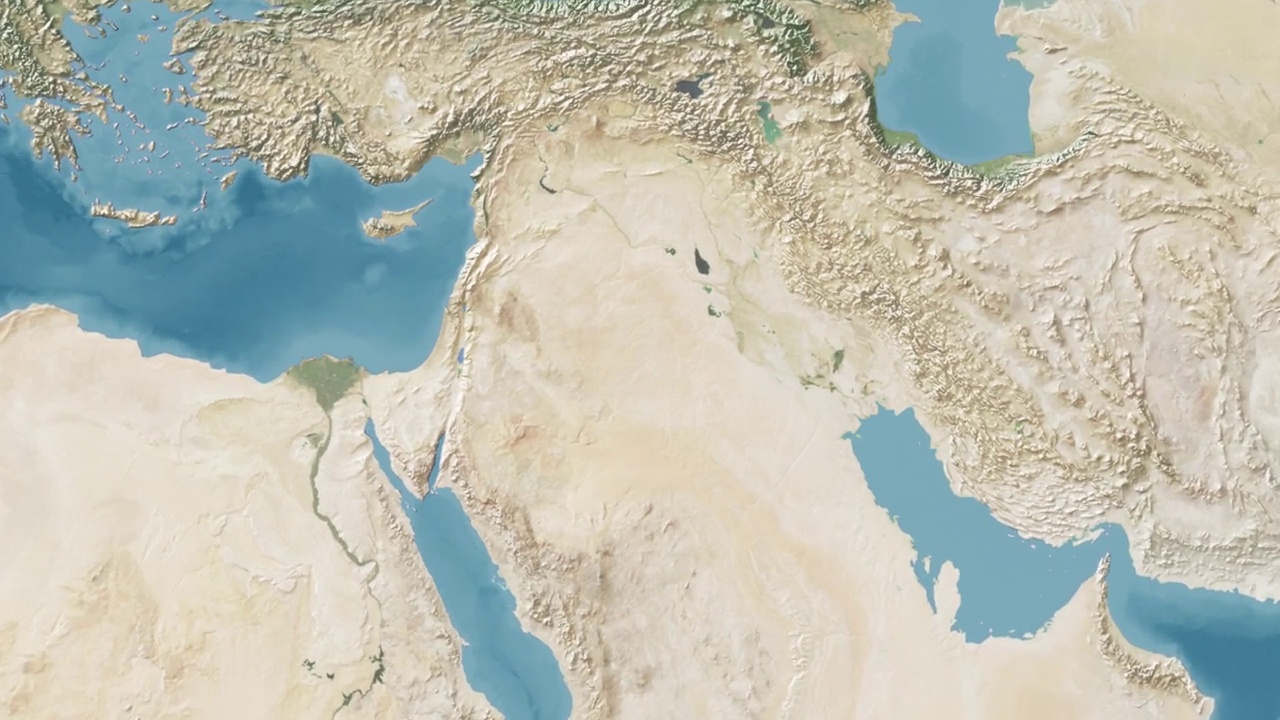 伊拉克放大世界地图，没有文字视频素材