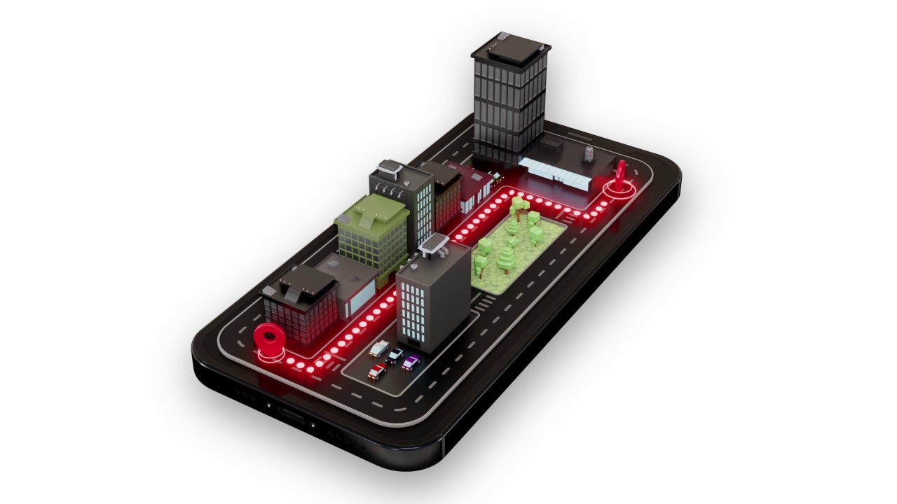 智能手机定位器城市标志和定位针或导航图标旅行搜索符号。3D抽象概念白色背景传输。4K超高清视频动画-斯托克视频视频素材