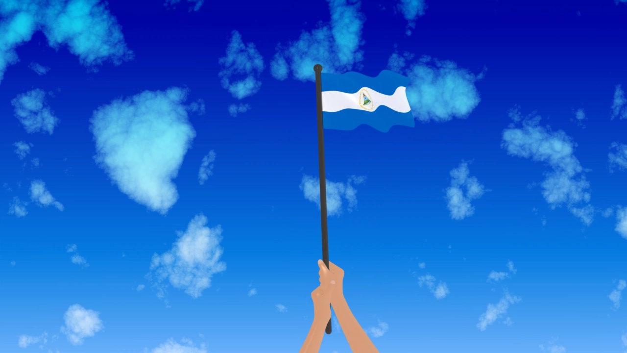 尼加拉瓜国旗在空中挥舞的动画视频下载