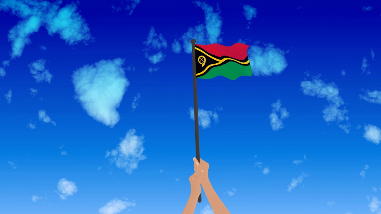 瓦努阿图国旗在空中挥舞的动画视频下载