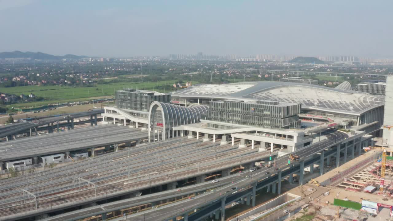航拍视频-杭州西站开通视频素材