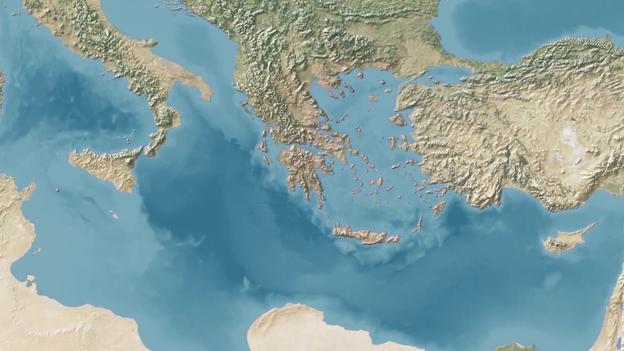 希腊放大世界地图与文字视频素材