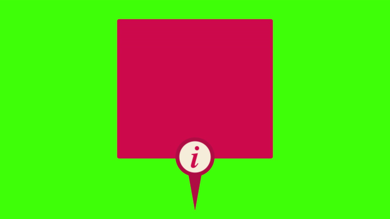 4K动画方形空白红色信息符号弹出在绿色屏幕上视频下载
