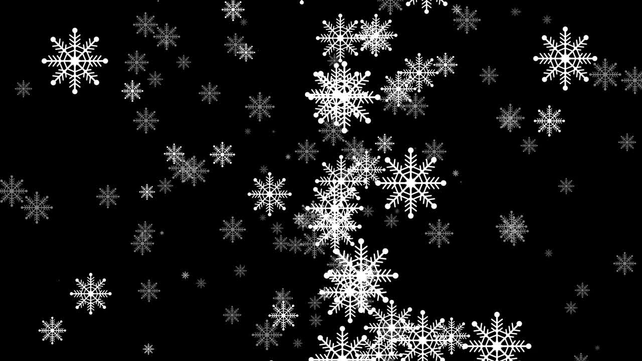 雪水晶移动动画孤立的黑色背景为圣诞节和新年。视频下载