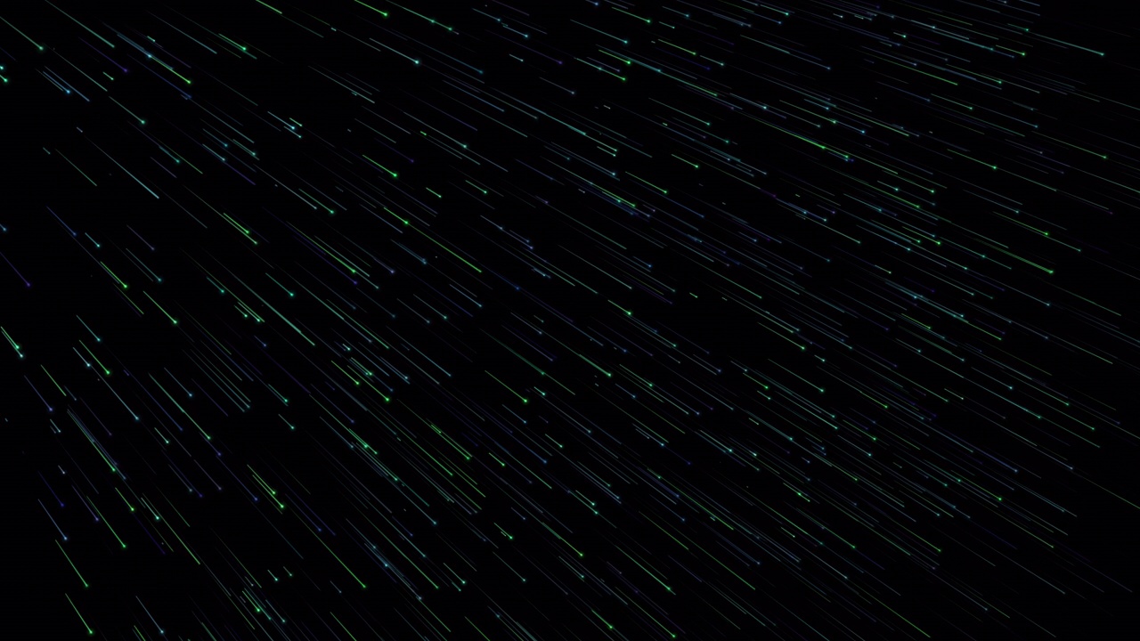 流星雨在黑色透明背景与阿尔法频道。抽象的宇宙背景。促销和广告背景。4K视频素材。3 d动画。视频素材