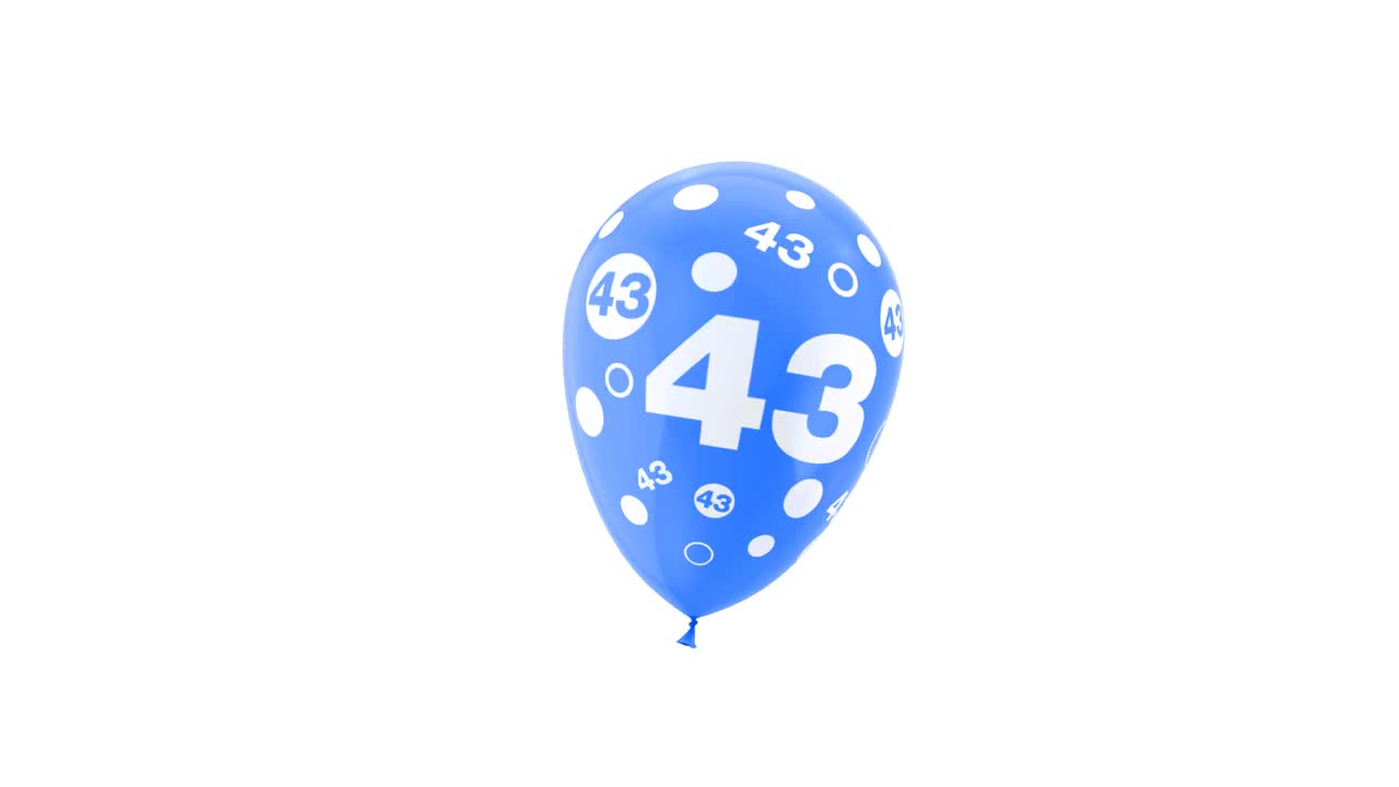43岁。生日庆祝气球。循环动画与绿色屏幕和阿尔法哑光通道。视频下载